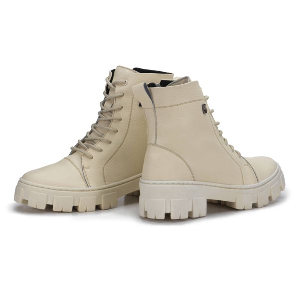 Bota Coturno Feminino Asher Salto Médio Off White