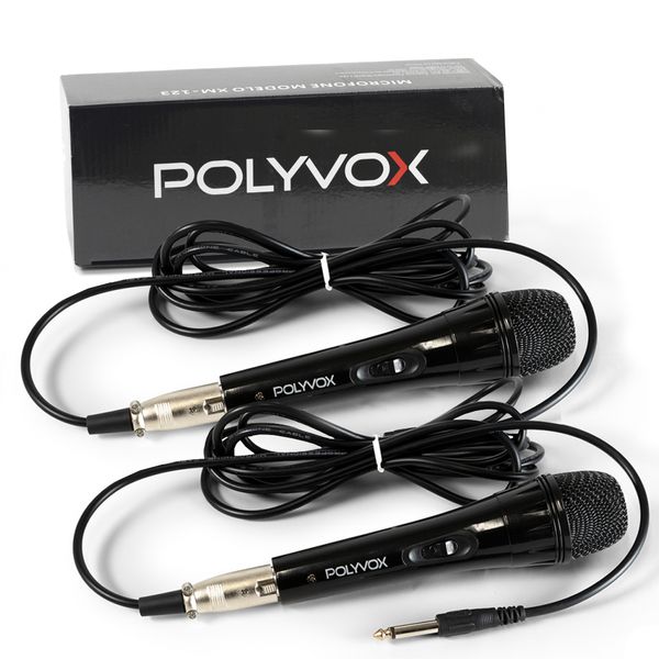 2 Microfones Dinâmicos Profissionais Preto com Fio Polyvox