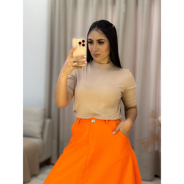 Blusa Julia Malha Canelada Nude