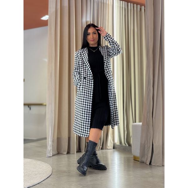 Sobretudo Irlanda Tweed Preto E Branco
