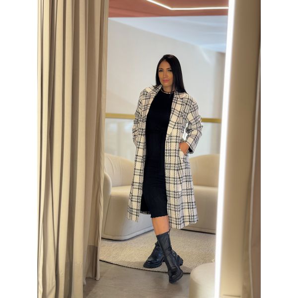 Sobretudo Alemanha Off White E Preto