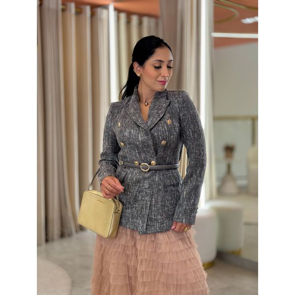 Blazer Veneza Tweed Cinza