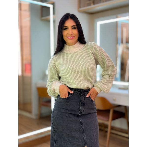 Tricot Julia Verde E Off White