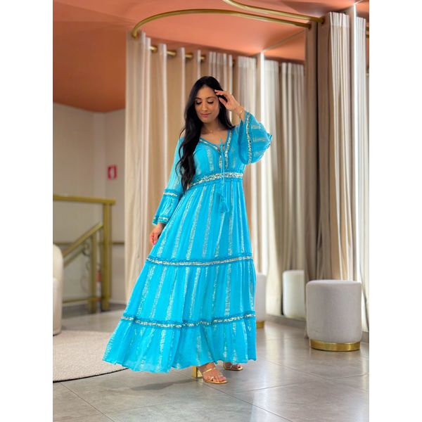 Vestido Raissa Azul Turquesa