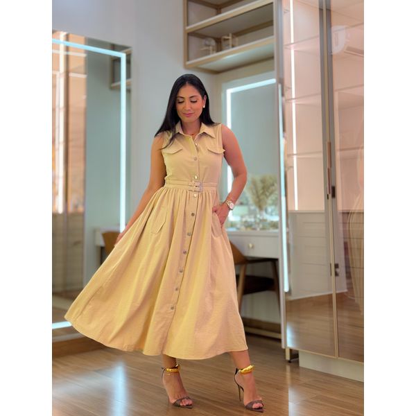 Vestido Karina Areia