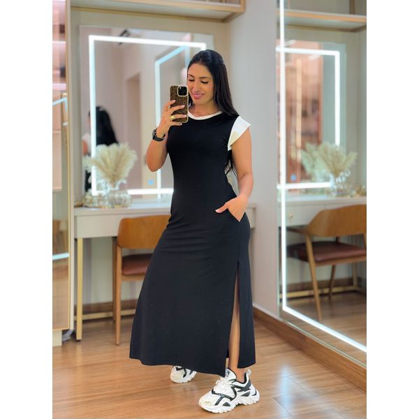 Vestido Lari Preto E Branco