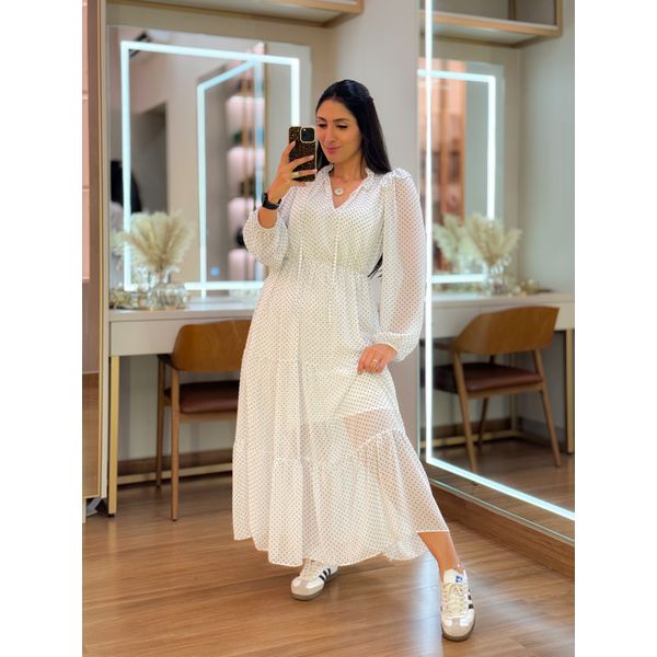 Vestido Julia Poá Branco E Preto