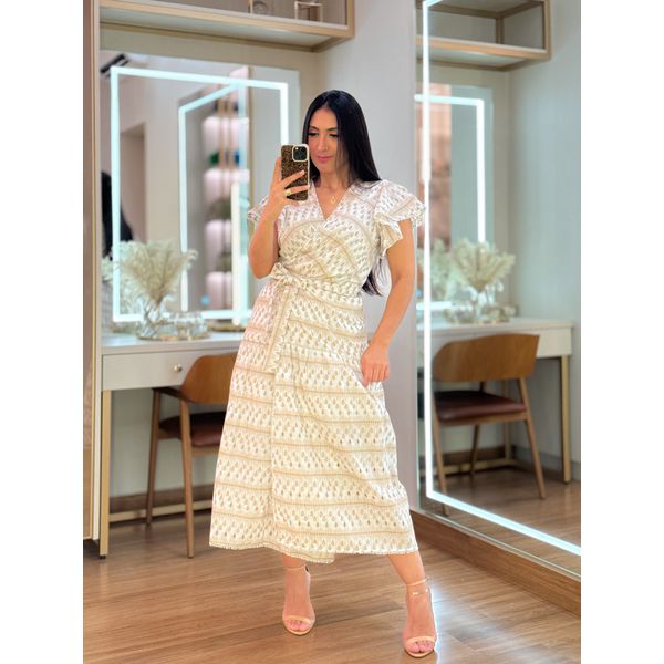 Vestido Jasmine Nude E Branco