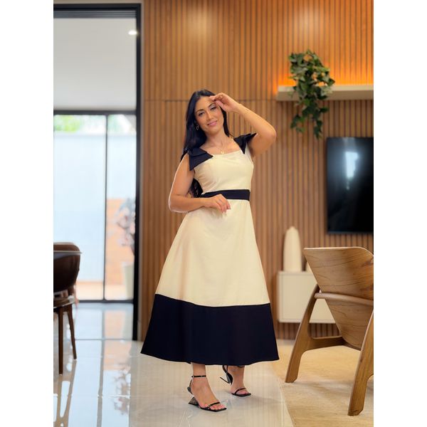 Vestido Vanessa Nude E Preto