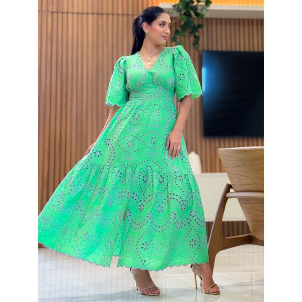 Vestido Luiza Verde E Lilás