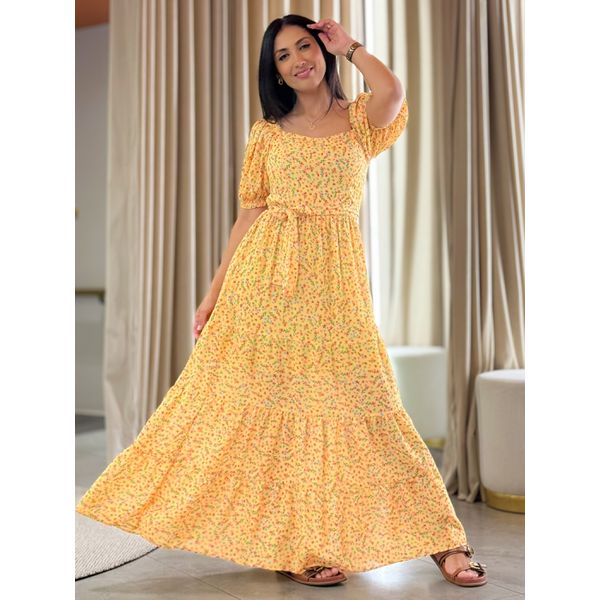 Vestido Bela Amarelo Floral