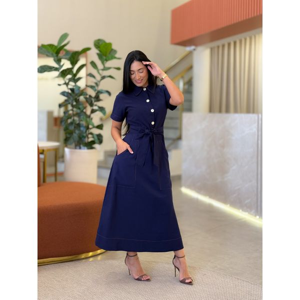 Vestido Malu Azul Marinho