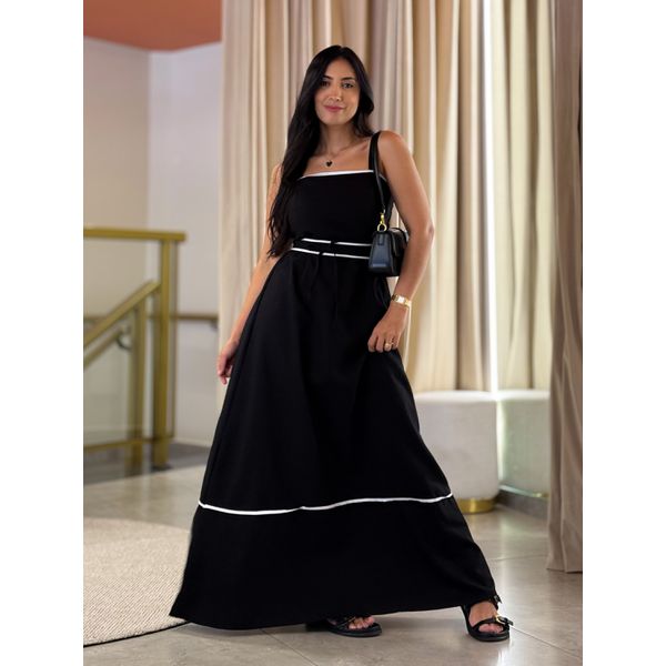 Vestido Maite Preto E Branco