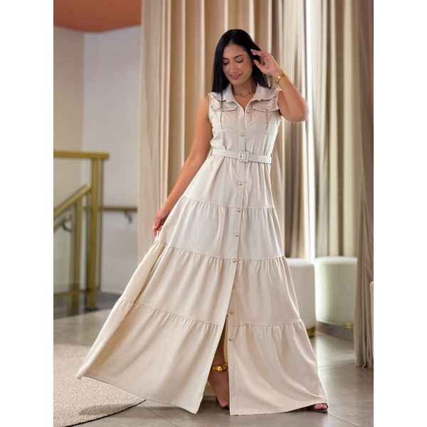 Vestido Raquel Areia