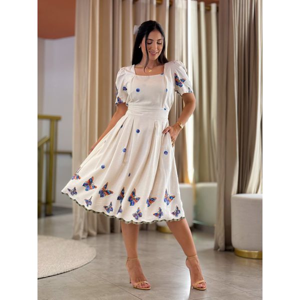 Vestido Lila Areia E Azul
