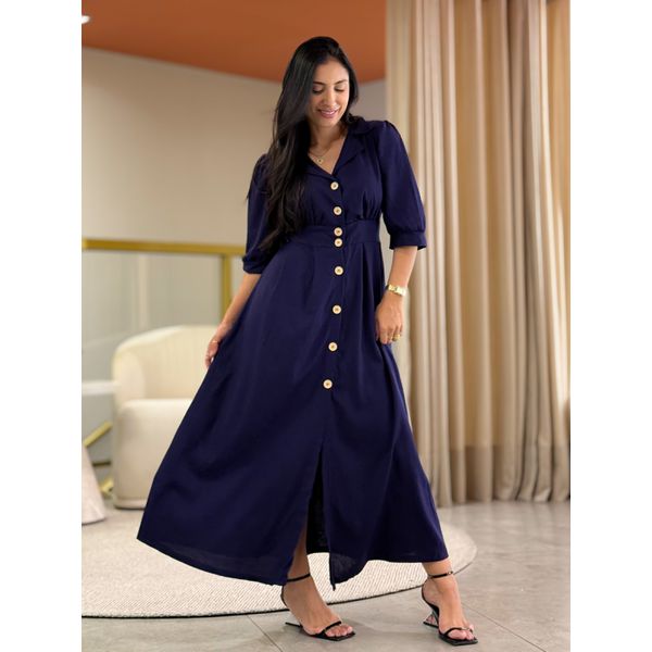 Vestido Mila Liso Azul Marinho