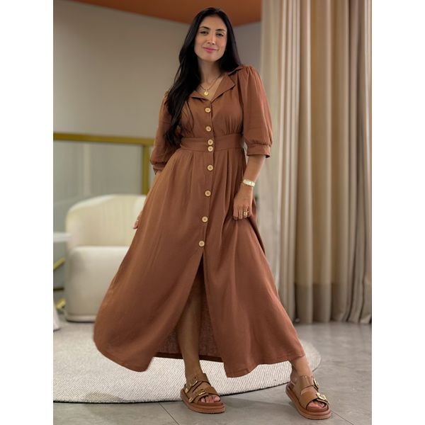 Vestido Mila Liso Caramelo