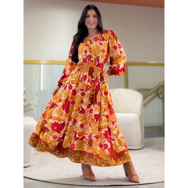 Vestido Farm Salmão