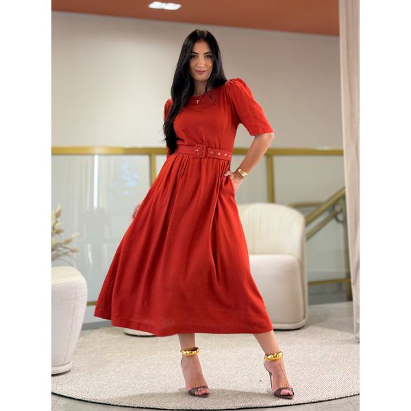 Vestido Celina Telha