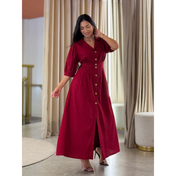Vestido Mila Liso Vinho