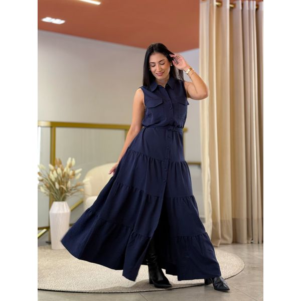 Vestido Helena Azul Marinho