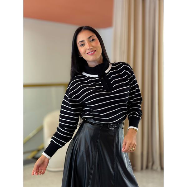 Tricot Jasmine Preto E Branco