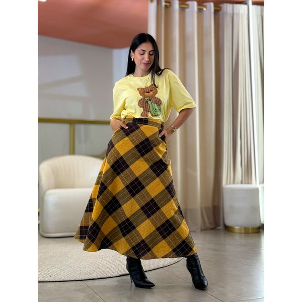Saia Julia Amarelo E Preto