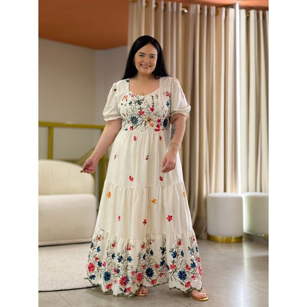 Vestido Plus Tayna Cru Linho