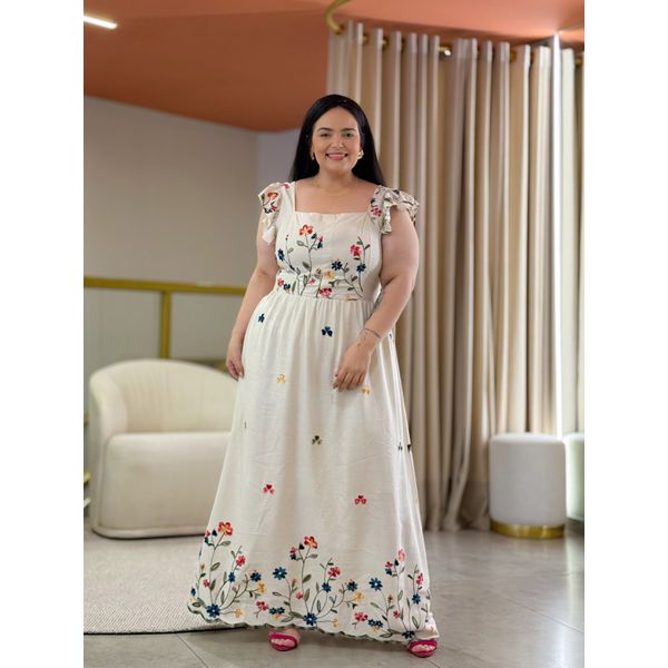 Vestido Plus Taynara Cru Linho