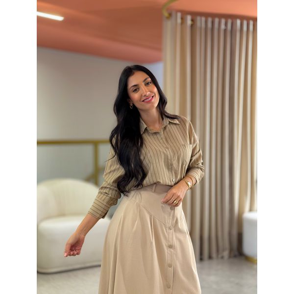 Camisa Cleo Caramelo E Marrom