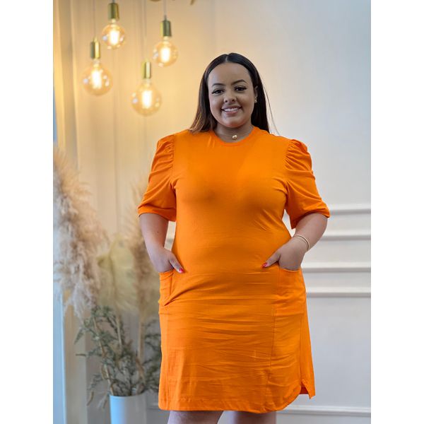 Vestido laranja plus size cheap