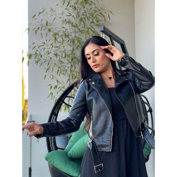 Jaqueta Keli Couro Fake Preta Por Katia Vilar Moda Cl ssica