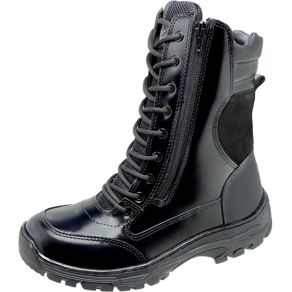 Coturno Tatico Militar Oper. Especiais (02 Zíperes) Couro Alto Brilho.