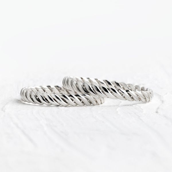 Aliança de Namoro em Prata esterlina 3mm Trançado Freya - Par