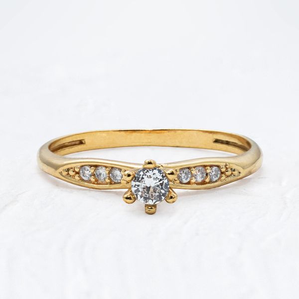 Anel Solitário Banhado a Ouro Deluxe