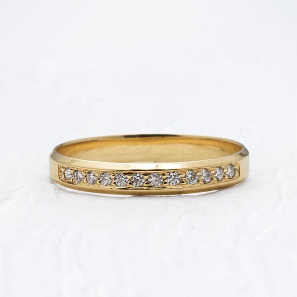 Aliança de Casamento em Ouro 3mm Pedras Chanfrado Helena - Unidade 