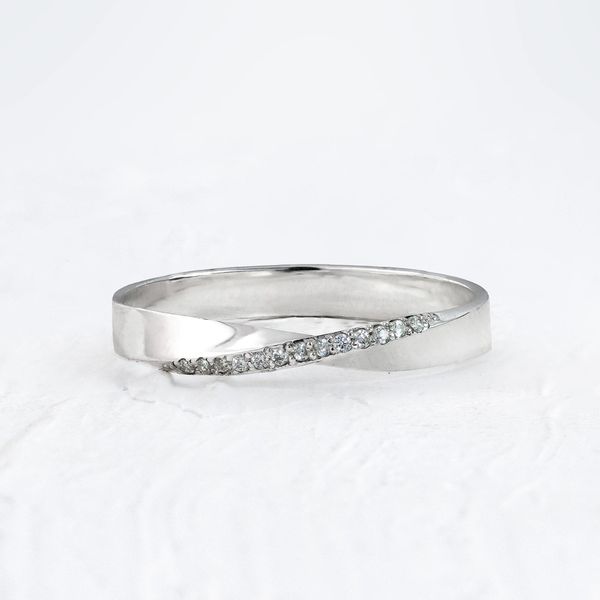 Aliança de Namoro Prata esterlina 925 3mm Infinity Cravejada - Unidade