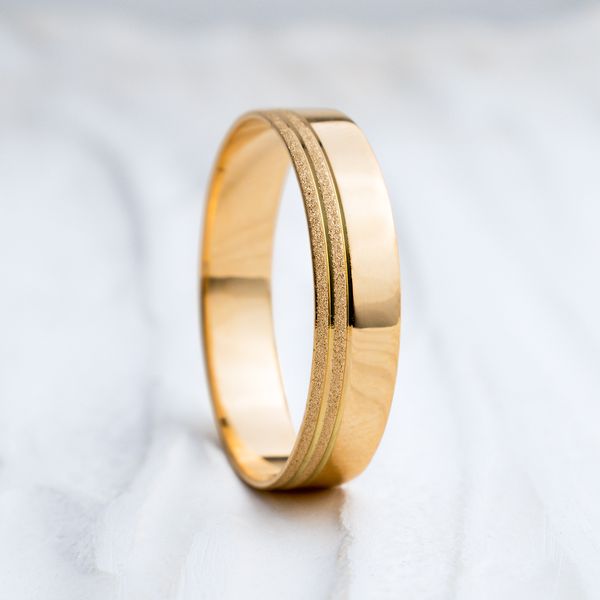Aliança de Casamento em Ouro 5mm Friso Diamantado Caribe - Unidade