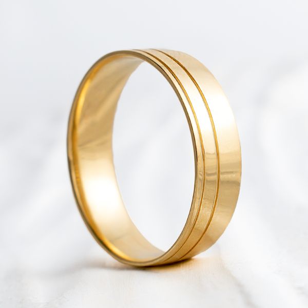 Aliança de Casamento em Ouro 5mm Frisos Charlote - Unidade 