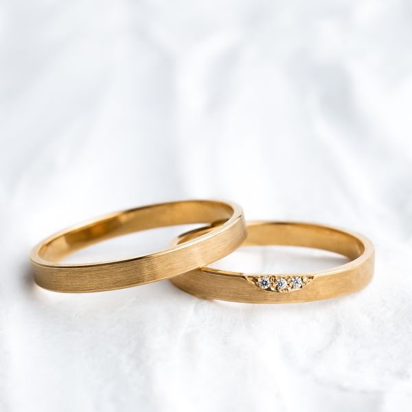 Aliança de Casamento em Ouro 3mm Fosca Delicada Espírita - Par