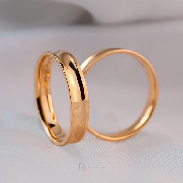 Aliança de Casamento em Ouro 4mm Concava Toledo - Par
