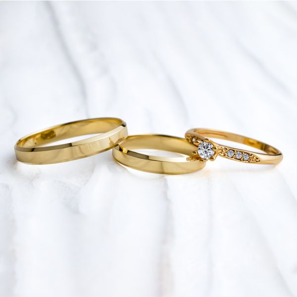 Aliança de Casamento em Ouro 3mm Viena e Anel Solitário Saron - Combo