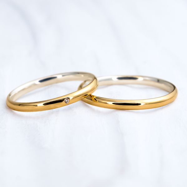 Aliança de Noivado Casamento Revestida Ouro 2mm Abaulada Classic - Par
