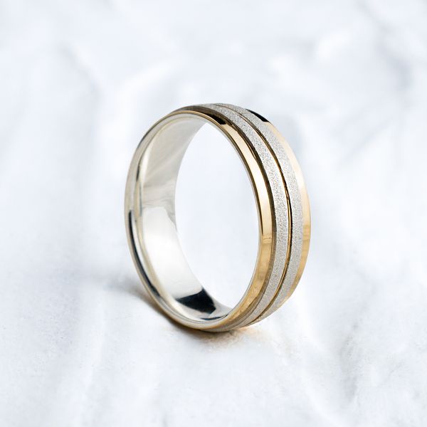 Aliança de Noivado Casamento Revestida em Ouro 6mm Fosca Blanca - Unidade