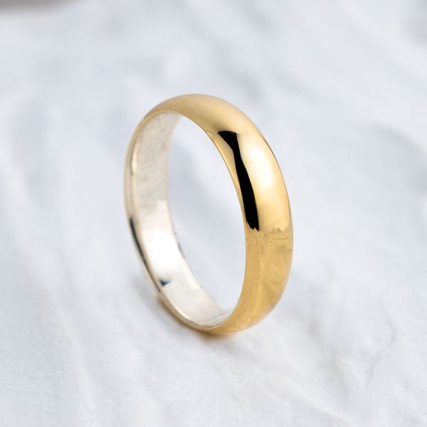 Aliança de Noivado Casamento Revestida em Ouro 5mm Abaulada Santoro - Unidade