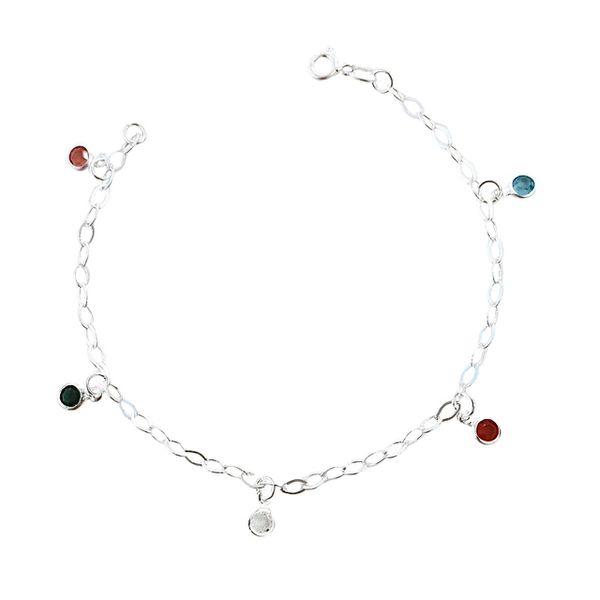 Pulseira De Prata Zirconia Colorida 