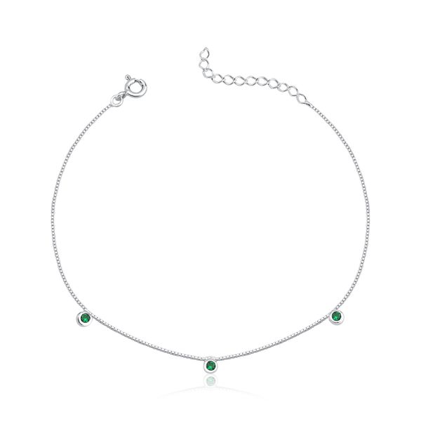 Pulseira De Prata Veneziana Verde Esmeralda 