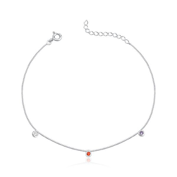 Pulseira De Prata Veneziana Zirconia Colorida