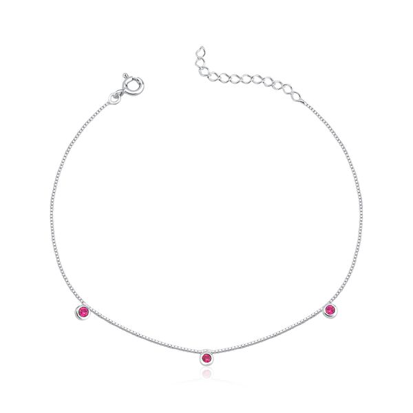 Pulseira De Prata Veneziana Cristal Rosa