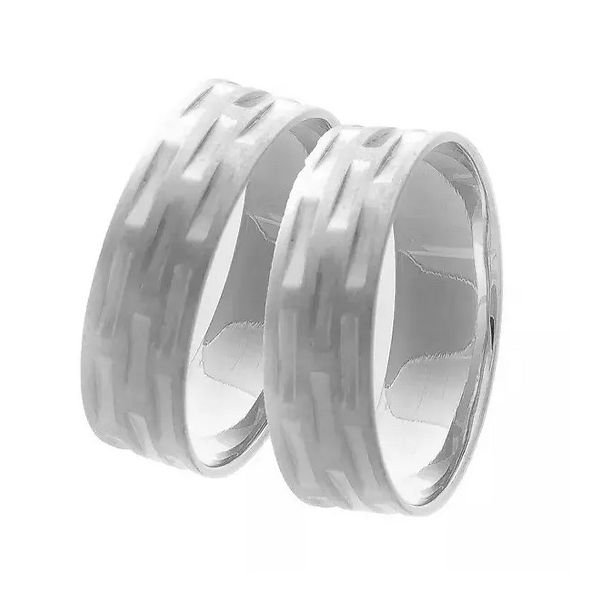 Par De Aliança Prata 925 Com 5mm Trabalhado